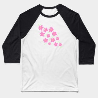 Whimsical Pink Flowers Baseball T-Shirt